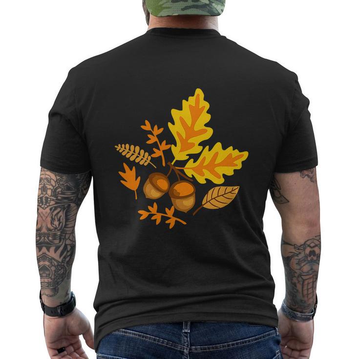 Autumn Leaves And Acorns Fall For Thanksgiving Cute Men's T-shirt Back Print