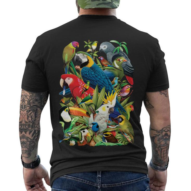 Avian World Wild Birds Parrots Tshirt Men's Crewneck Short Sleeve Back Print T-shirt