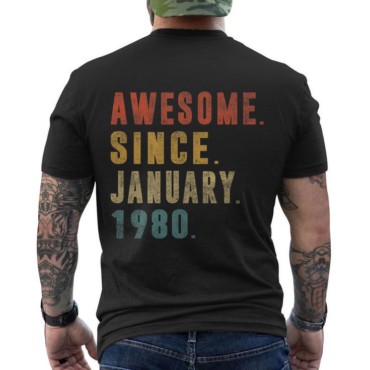 Awesome Since January 1980 42Nd Birthday Gift 42 Year Old Men's Crewneck Short Sleeve Back Print T-shirt