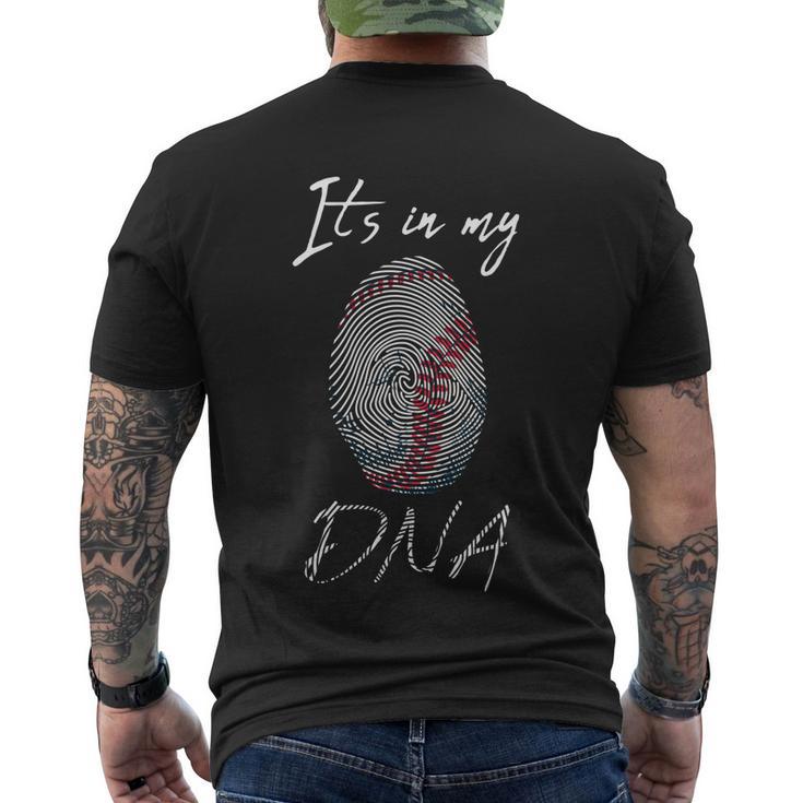 Back Baseball Its In My Dna Fingerprint Is Softball Players Gift Men's Crewneck Short Sleeve Back Print T-shirt