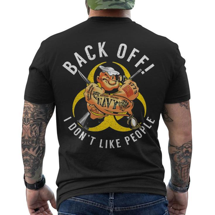 Back Off Navy Veteran Men's Crewneck Short Sleeve Back Print T-shirt