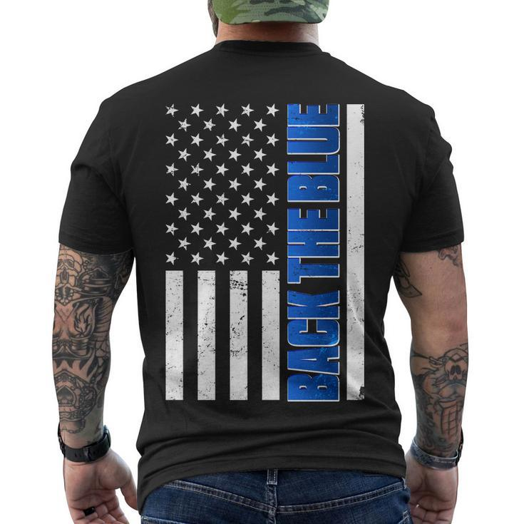 Back The Blue Thin Blue Line Us Flag Men's Crewneck Short Sleeve Back Print T-shirt