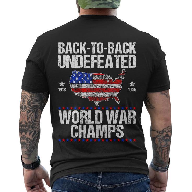 Back To Back Undefeated World War Champs Usa Flag Men's Crewneck Short Sleeve Back Print T-shirt