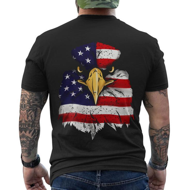 Bald Eagle 4Th Of July American Flag Patriotic Freedom Usa Gift Men's Crewneck Short Sleeve Back Print T-shirt