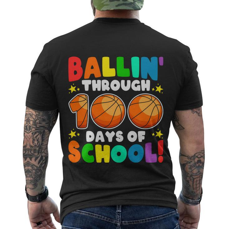 Ballin Through 100 Days Of School Basketball Lovers School Kindergarten Men's Crewneck Short Sleeve Back Print T-shirt