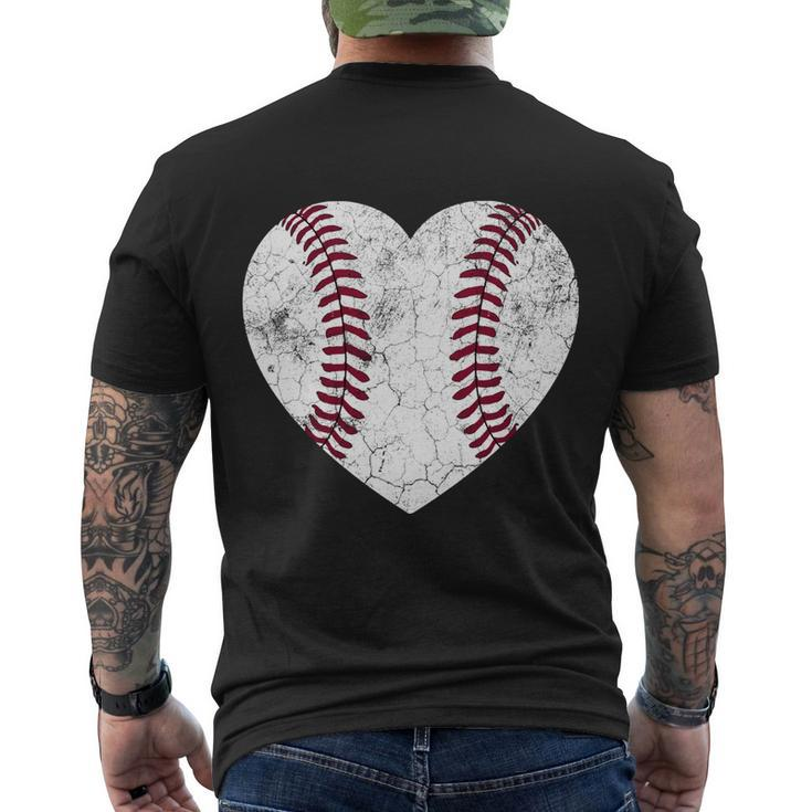 Baseball Heart Fun Mom Dad Men Women Softball Gift Wife Men's Crewneck Short Sleeve Back Print T-shirt