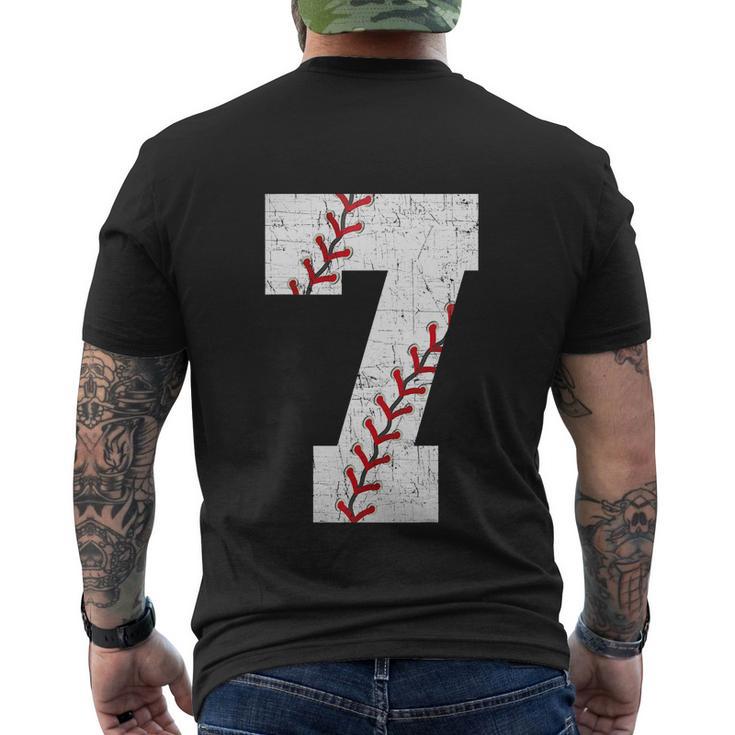 Baseball Softball Lover Seven Years Bday 7Th Birthday Boy Men's Crewneck Short Sleeve Back Print T-shirt