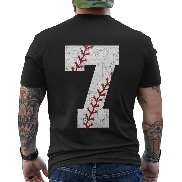 Baseball Softball Lover Seven Years Funy 7Th Birthday Boy Men's Crewneck Short Sleeve Back Print T-shirt