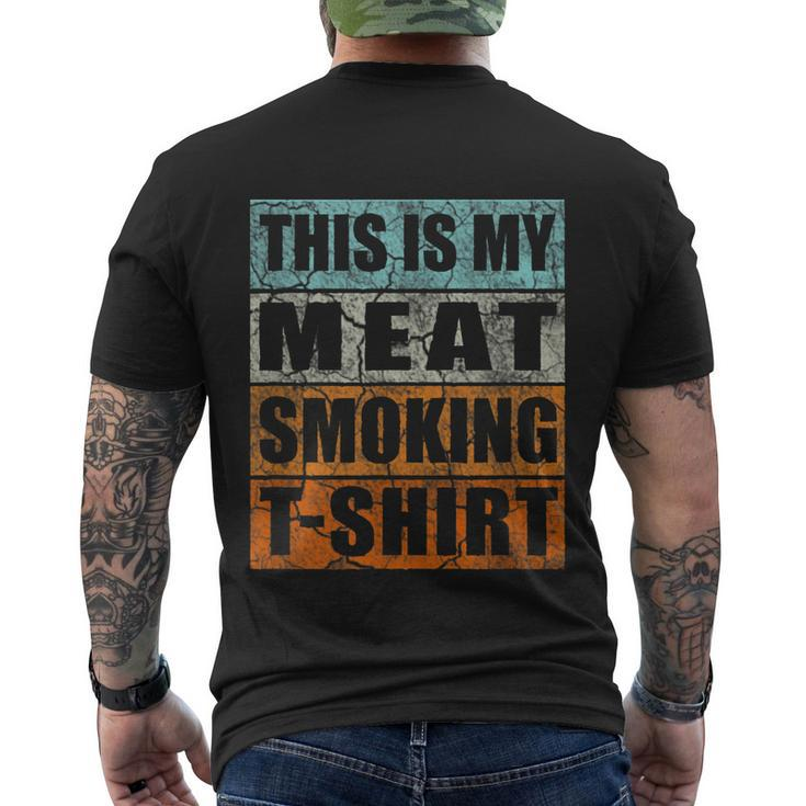 Bbq Smoker Themed Retro Vintage My Meat Smoking Men's Crewneck Short Sleeve Back Print T-shirt