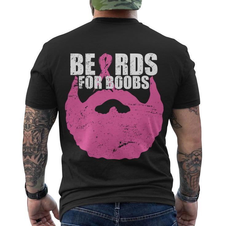 Beards For Boobs Breast Cancer Tshirt Men's Crewneck Short Sleeve Back Print T-shirt