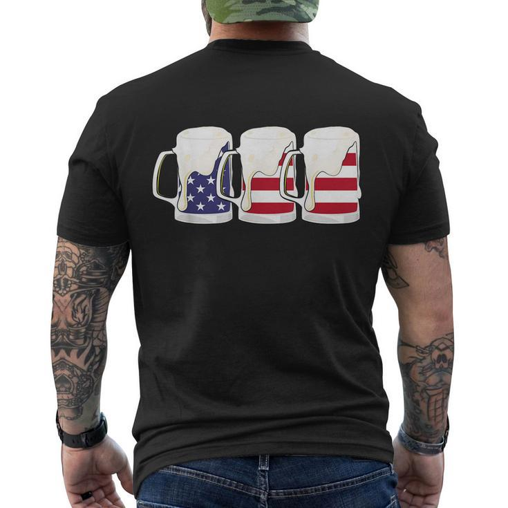 Beer American Flag Shirt 4Th Of July Men Women Merica Usa Men's Crewneck Short Sleeve Back Print T-shirt