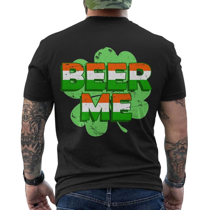 Beer Me St Patricks Day Irish Flag Clover Men's Crewneck Short Sleeve Back Print T-shirt
