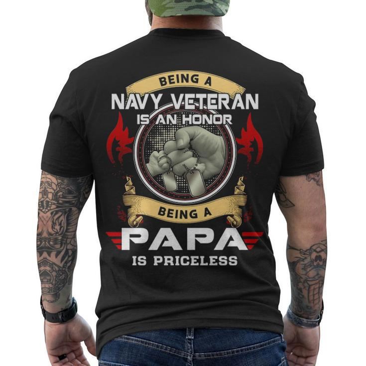Being A Navy Veteran Is A Honor Being A Papa Is A Priceless Men's Crewneck Short Sleeve Back Print T-shirt