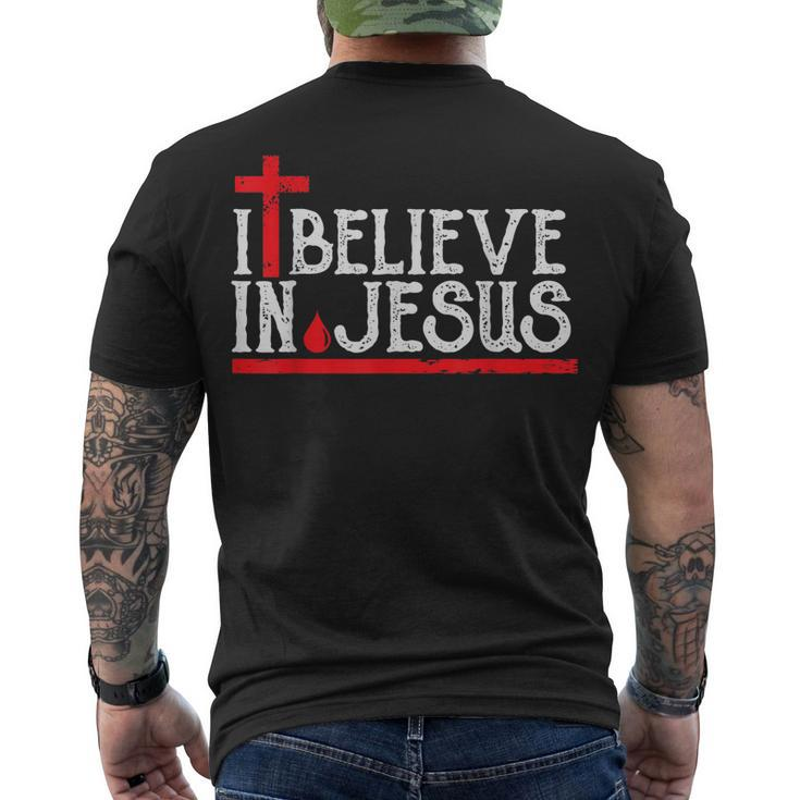 I Believe In Jesus Christian Faith Cross Blood Men's T-shirt Back Print