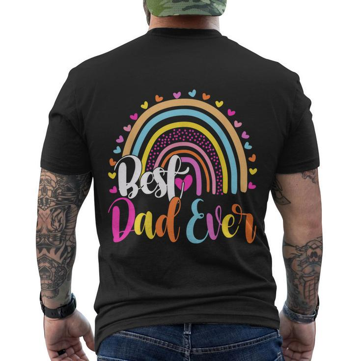 Best Dad Ever Rainbow Funny Fathers Day From Daughters Girls Gift Men's Crewneck Short Sleeve Back Print T-shirt