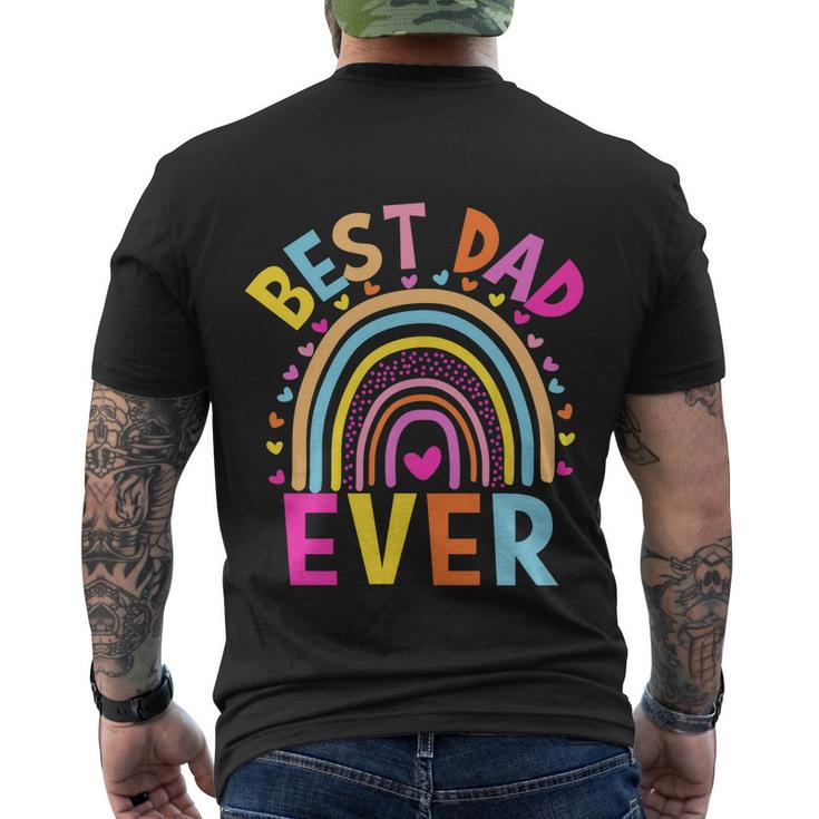 Best Dad Ever Rainbow Funny Fathers Day From Daughters Girls Great Gift Men's Crewneck Short Sleeve Back Print T-shirt