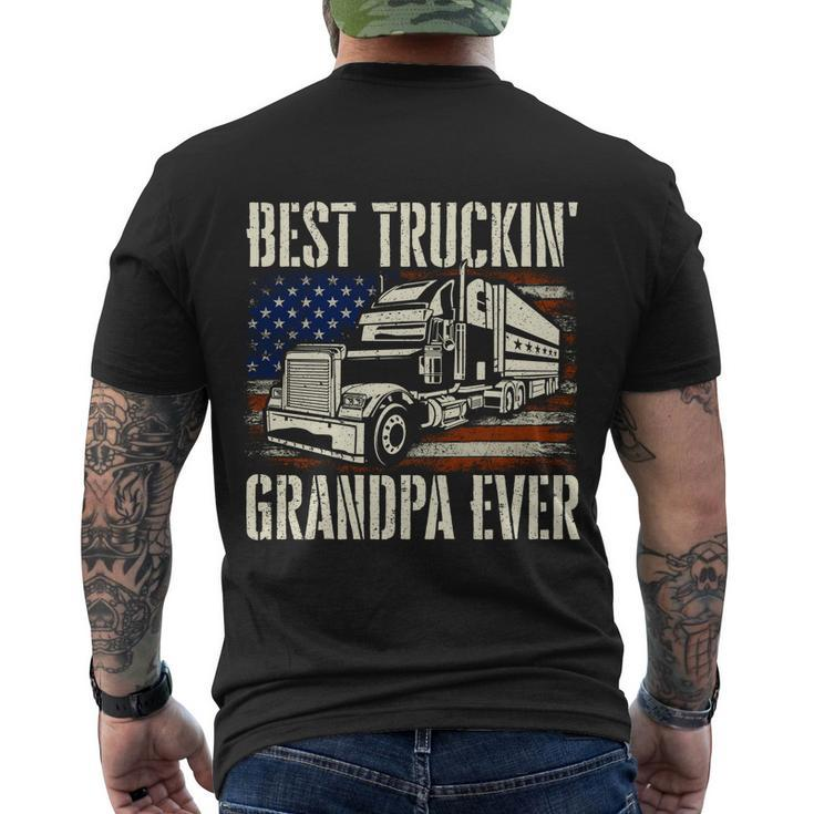 Best Truckin Grandpa Gift Big Rig Semi Truck Driver Trucker Gift Men's Crewneck Short Sleeve Back Print T-shirt