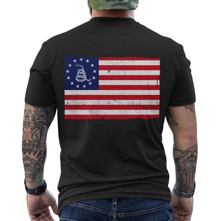 Betsy Ross Dont Tread On Me Flag Men's Crewneck Short Sleeve Back Print T-shirt