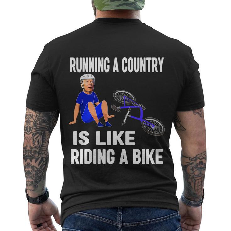 Biden Falls Off Bike Joe Biden Falling Off His Bicycle Funny Meme Men's Crewneck Short Sleeve Back Print T-shirt