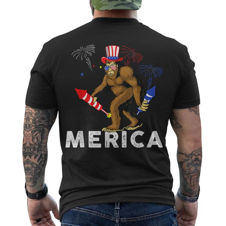 Bigfoot Fireworks Merica 4Th Of July Sasquatch Mens Men's T-shirt Back Print