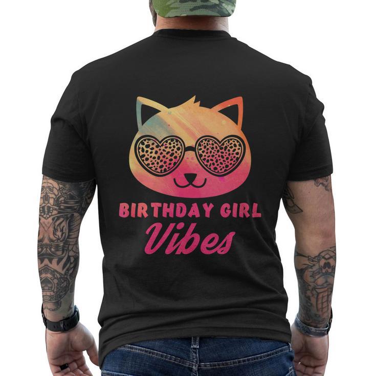 Birthday Girl Vibes Colorful Funny Cat Kitty Leopard Eyes Girls Men's Crewneck Short Sleeve Back Print T-shirt