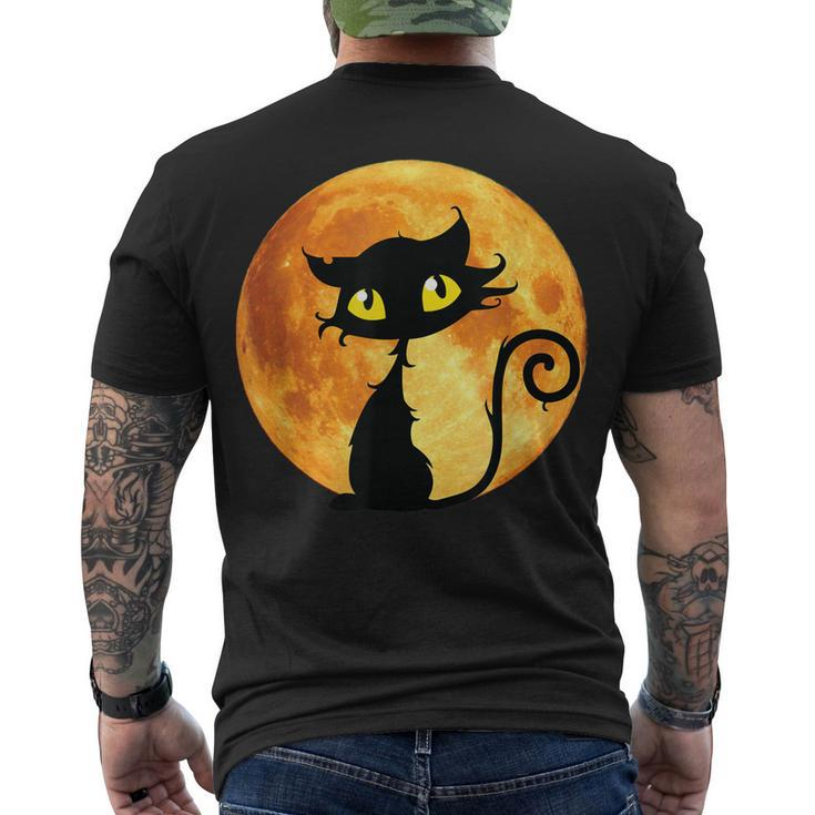 Black Cat Full Moon Halloween Cool Ideas For Holidays Men's T-shirt Back Print