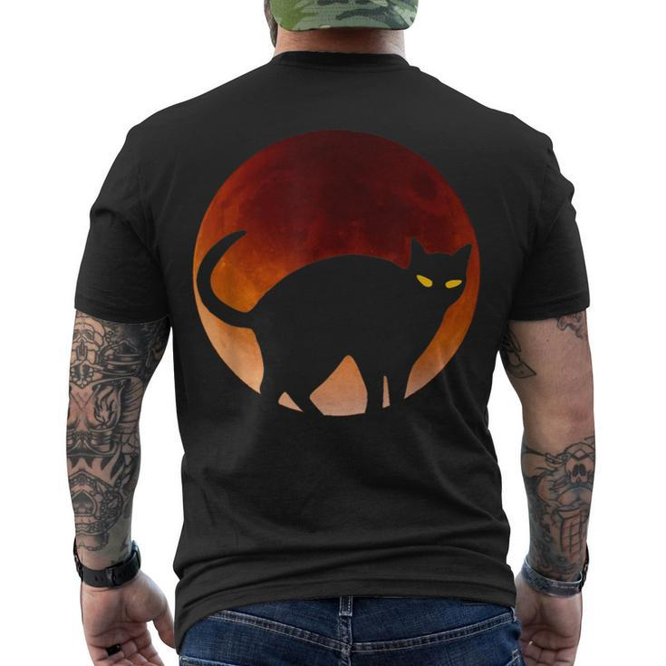 Black Cat Red Blood Silhouette Moon Pet Mom Dad Halloween Men's T-shirt Back Print