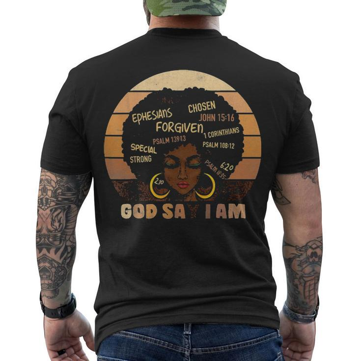 Black Girl Melanin God Says I Am Black History Month Pride Men's T-shirt Back Print