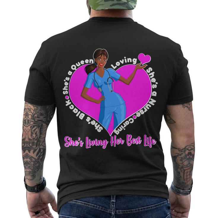 Black Nurse Living Her Best Life Tshirt Men's Crewneck Short Sleeve Back Print T-shirt