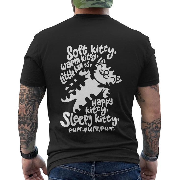 Black Soft Kitty Funny Men's Crewneck Short Sleeve Back Print T-shirt