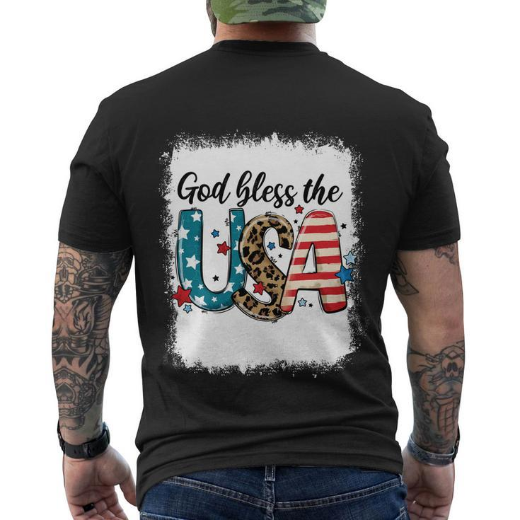 Bleached 4Th July God Bless The Usa Patriotic American Flag Gift Men's Crewneck Short Sleeve Back Print T-shirt