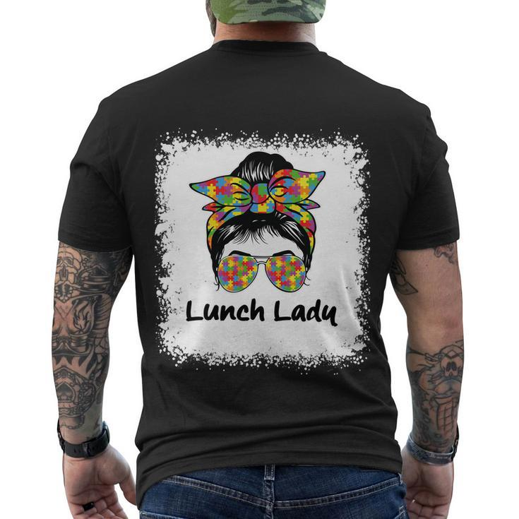 Bleached Lunch Lady Messy Hair Woman Bun Lunch Lady Life Gift Men's Crewneck Short Sleeve Back Print T-shirt