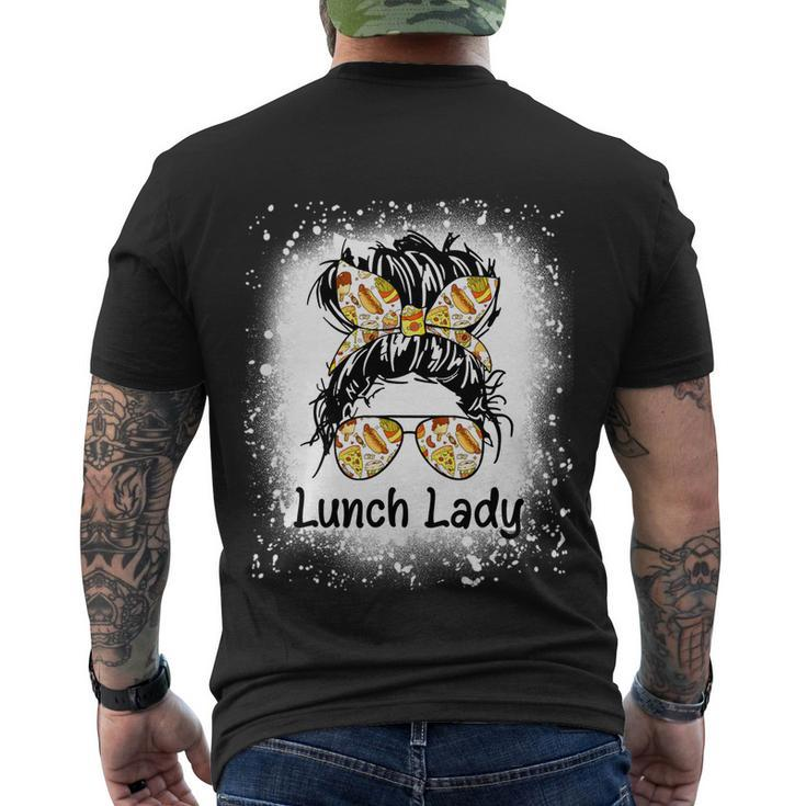 Bleached Lunch Lady Messy Hair Woman Bun Lunch Lady Life Gift V2 Men's Crewneck Short Sleeve Back Print T-shirt