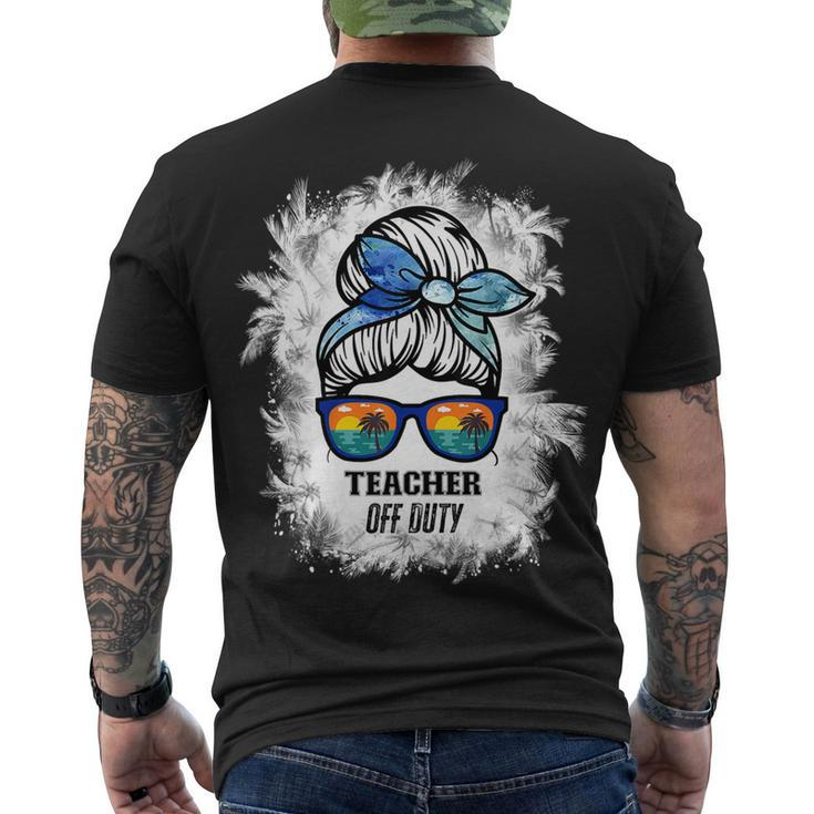 Womens Bleached Teacher Off Duty Messy Bun Beach Sunset Teach Men's T-shirt Back Print
