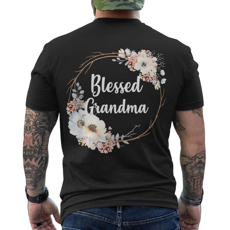Blessed Grandma Floral Tshirt Men's Crewneck Short Sleeve Back Print T-shirt