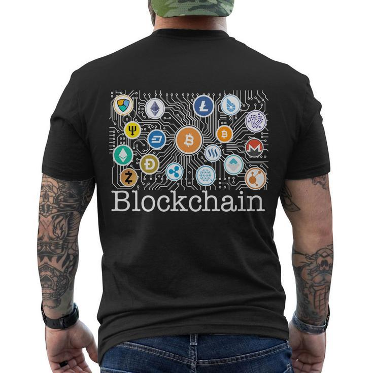 Blockchain Cryptocurrency Logos Men's Crewneck Short Sleeve Back Print T-shirt
