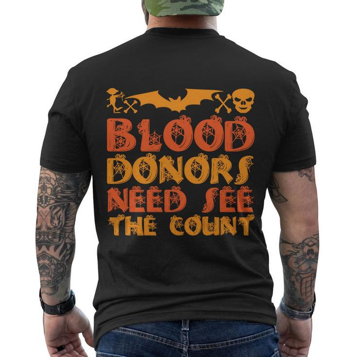 Blood Donor Need See The Count Halloween Quote Men's Crewneck Short Sleeve Back Print T-shirt