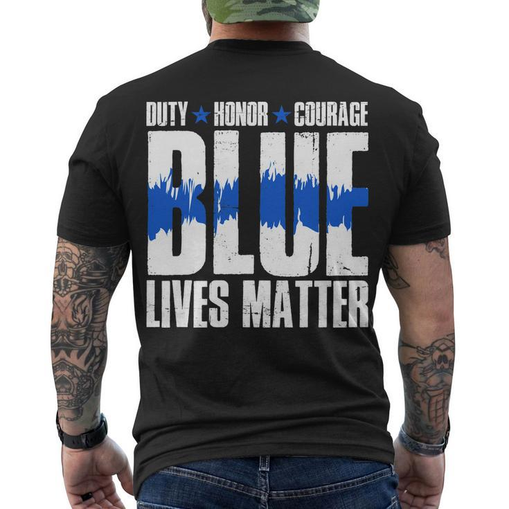 Blue Lives Matter Tshirt Men's Crewneck Short Sleeve Back Print T-shirt