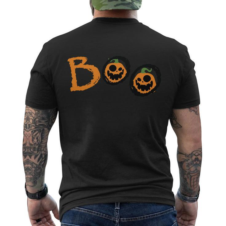 Boo Pumpkin Halloween Quote Men's Crewneck Short Sleeve Back Print T-shirt
