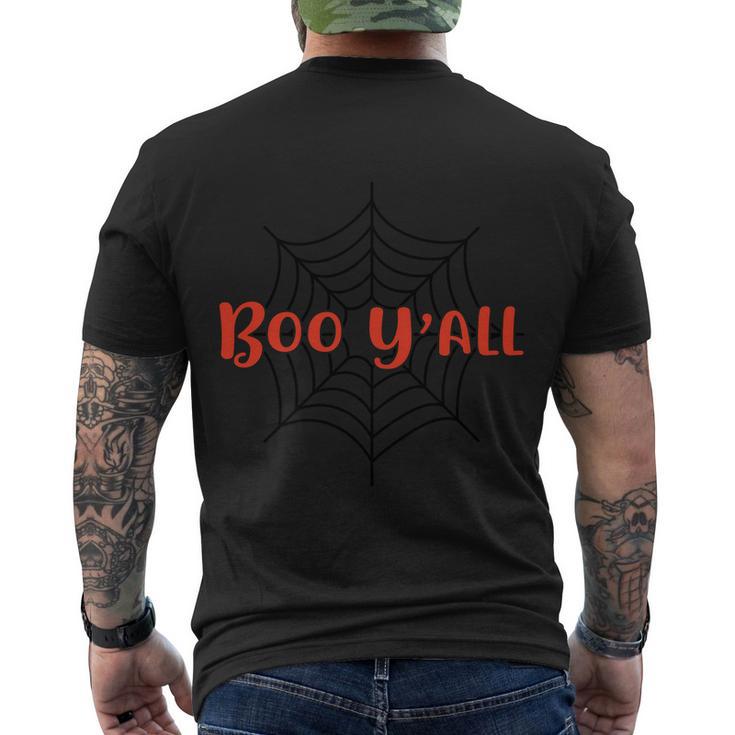 Boo Yall Spiderweb Halloween Quote Men's Crewneck Short Sleeve Back Print T-shirt