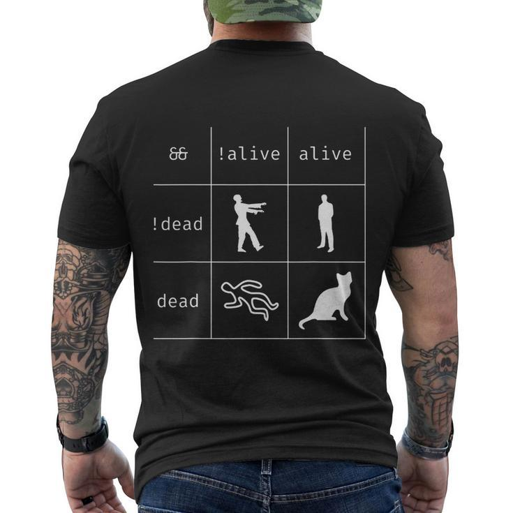 Boolean Logic Alive And Dead Funny Programmer Cat Tshirt Men's Crewneck Short Sleeve Back Print T-shirt