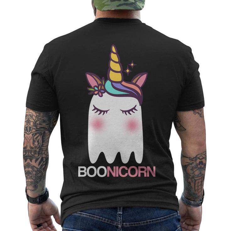 Boonicorn Halloween Unicorn Ghost Men's Crewneck Short Sleeve Back Print T-shirt