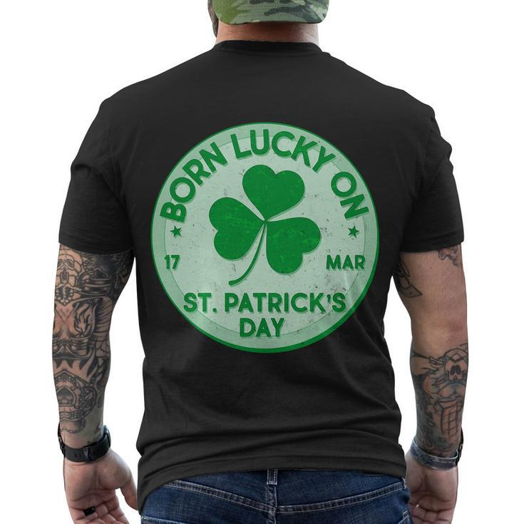 Born Lucky On St Patricks Day Men's T-shirt Back Print