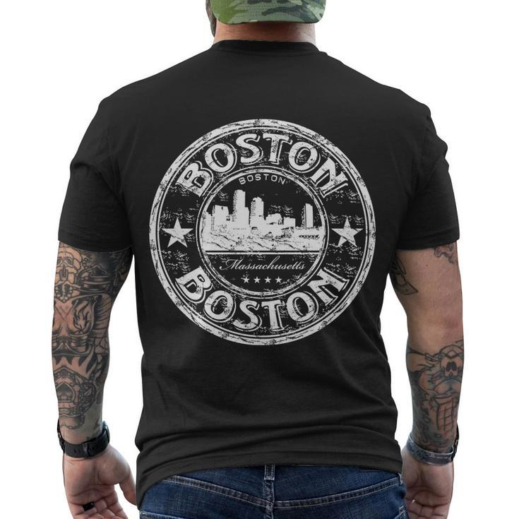 Boston Vintage Logo Tshirt Men's Crewneck Short Sleeve Back Print T-shirt