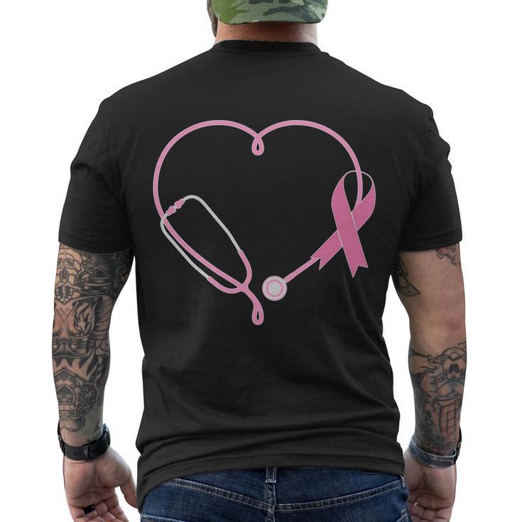 Breast Cancer Awareness Doctor Nurse Stethoscope Men's Crewneck Short Sleeve Back Print T-shirt