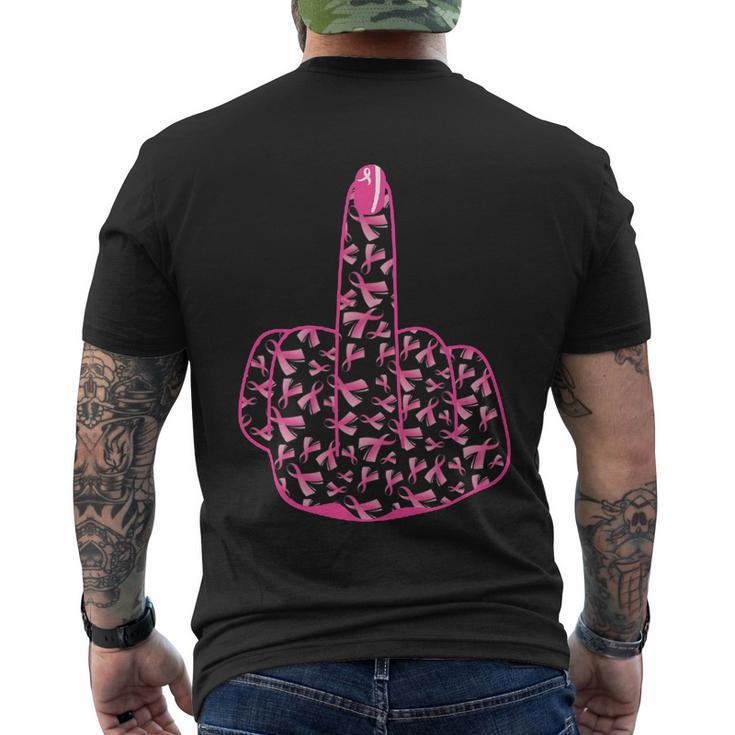Breast Cancer Awareness Fck Breast Cancer Finger Men's Crewneck Short Sleeve Back Print T-shirt