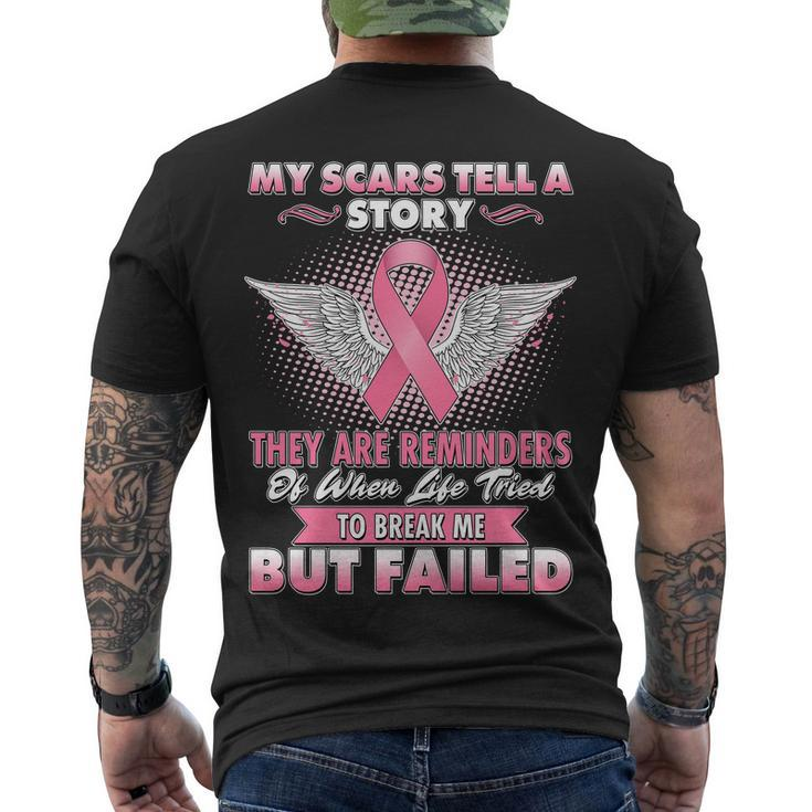 Breast Cancer Awareness My Scars Tell A Story Men's Crewneck Short Sleeve Back Print T-shirt