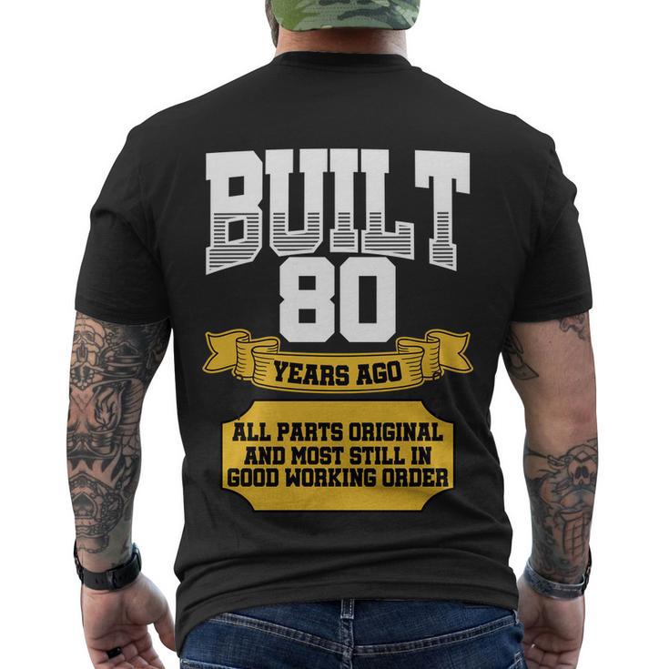 Built 80Th Birthday All Original Part Tshirt Men's Crewneck Short Sleeve Back Print T-shirt