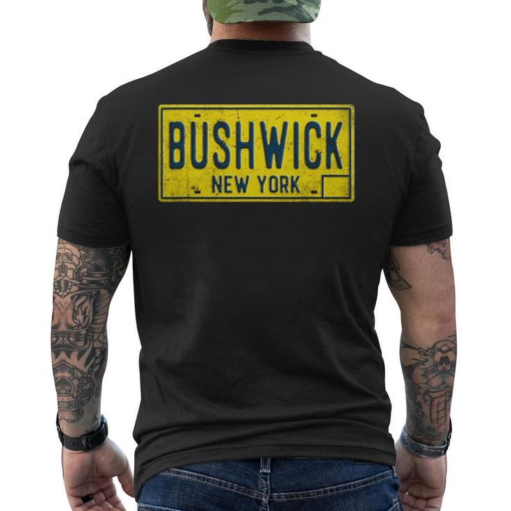 Bushwick Brooklyn New York Old Retro Vintage License Plate Men's Back Print T-shirt
