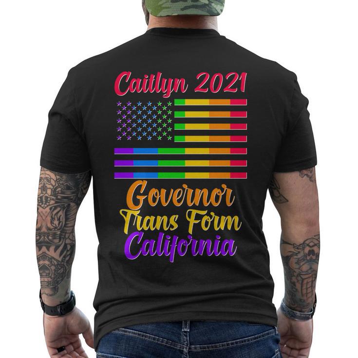 Caitlyn Jenner Governor Trans Form California Lgbt Us Flag Men's Crewneck Short Sleeve Back Print T-shirt